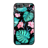Tropical Leaves & Pink Flowers iPhone 7 Plus Glass Back Cover Online