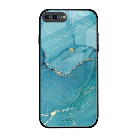 Blue Golden Glitter iPhone 7 Plus Glass Back Cover Online