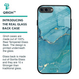 Blue Golden Glitter Glass Case for iPhone 7 Plus