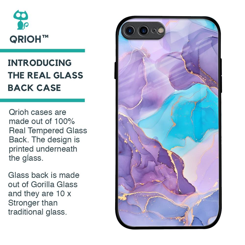 Alcohol ink Marble Glass Case for iPhone 7 Plus