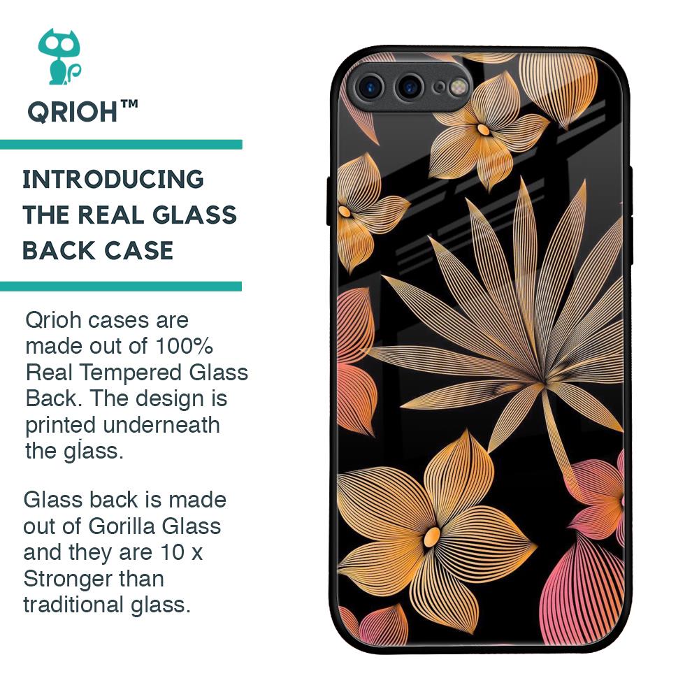 Lines Pattern Flowers Glass Case for iPhone 7 Plus