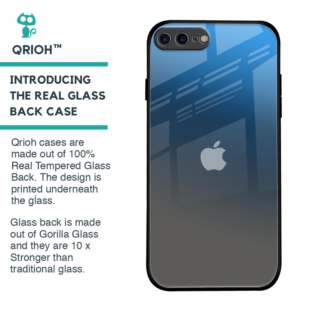 Blue Grey Ombre Glass Case for iPhone 7 Plus