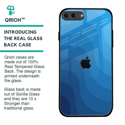 Blue Wave Abstract Glass Case for iPhone 7 Plus