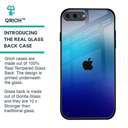 Blue Rhombus Pattern Glass Case for iPhone 7 Plus