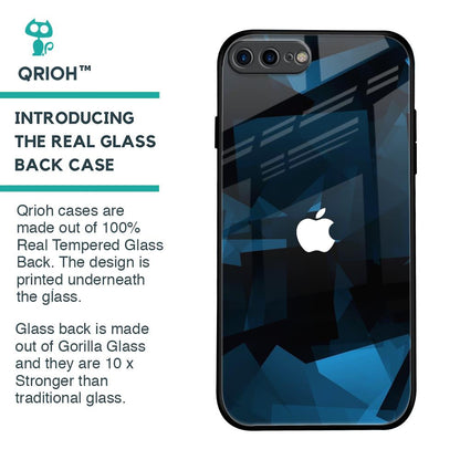 Polygonal Blue Box Glass Case For iPhone 7 Plus
