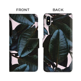 Dark Tropical Leaves Flip Cover for iPhone