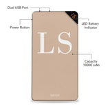 Beige Initials Customized Power Bank