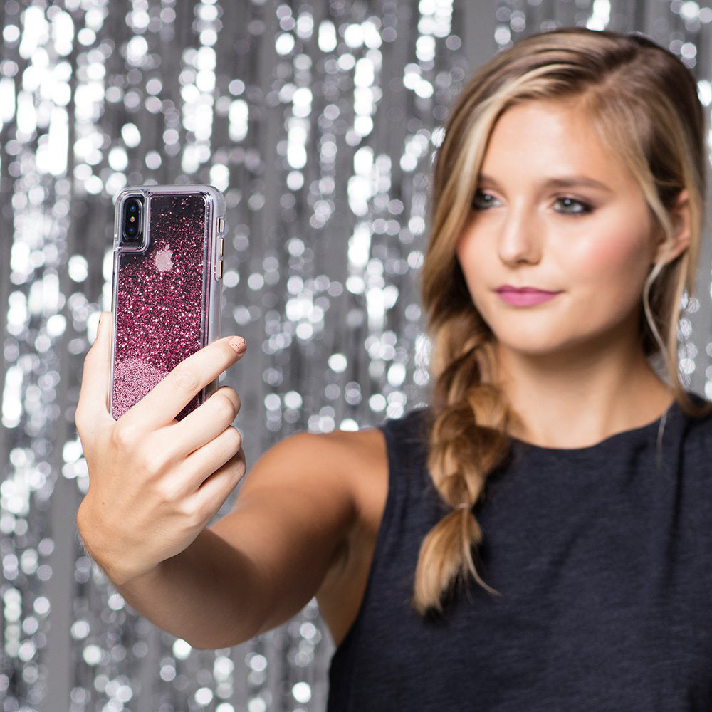 Wink eye Pink Snow Globe Glitter case for iPhone