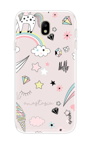Unicorn Doodle Samsung J7 Pro Back Cover