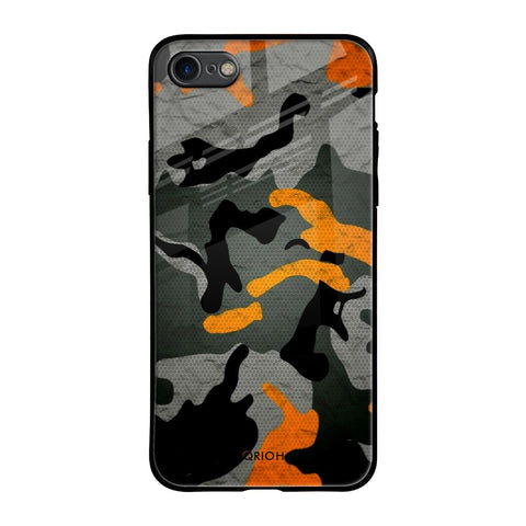 Camouflage Orange iPhone 8 Glass Back Cover Online