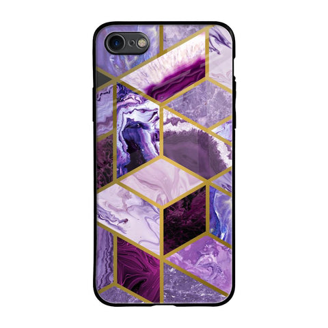 Purple Rhombus Marble iPhone 8 Glass Back Cover Online