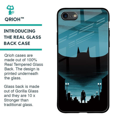Cyan Bat Glass Case for iPhone 8