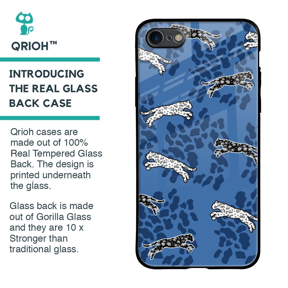 Blue Cheetah Glass Case for iPhone 8