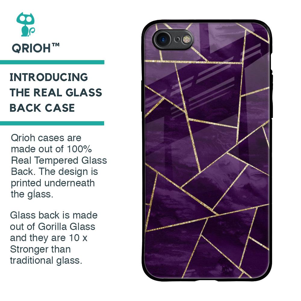 Geometric Purple Glass Case For iPhone 8