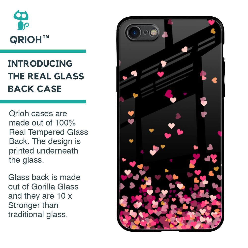 Heart Rain Fall Glass Case For iPhone 8