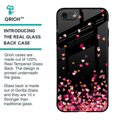 Heart Rain Fall Glass Case For iPhone 8