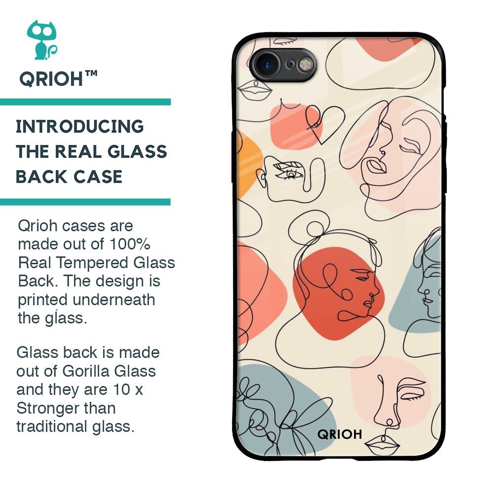 Abstract Faces Glass Case for iPhone 8