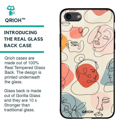 Abstract Faces Glass Case for iPhone 8