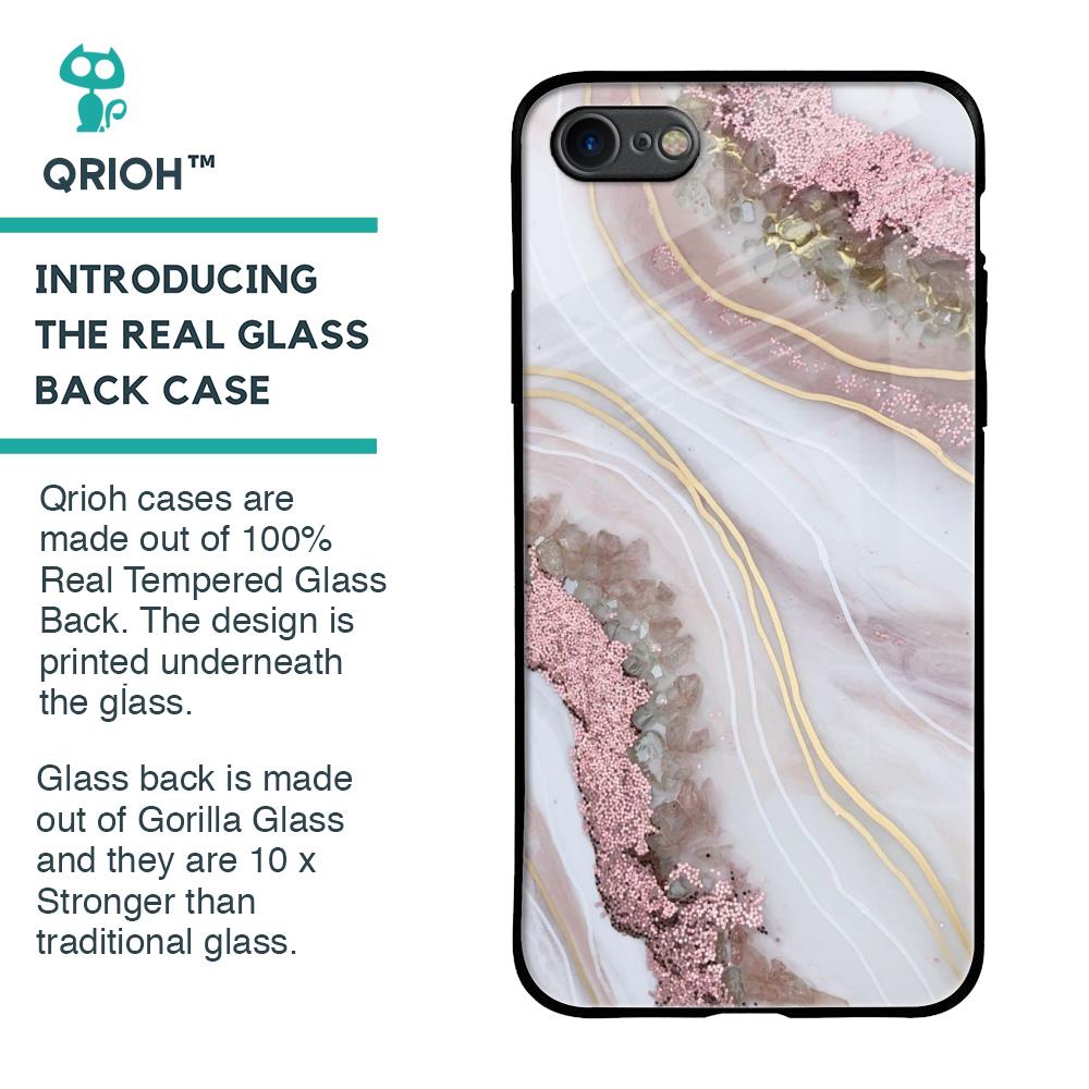 Pink & Gold Gllitter Marble Glass Case for iPhone 8