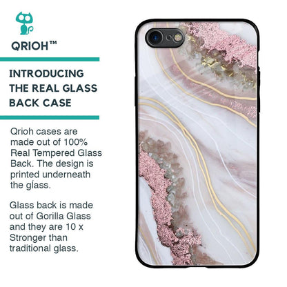 Pink & Gold Gllitter Marble Glass Case for iPhone 8