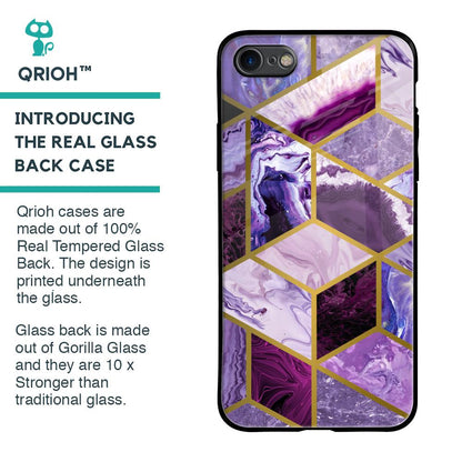 Purple Rhombus Marble Glass Case for iPhone 8