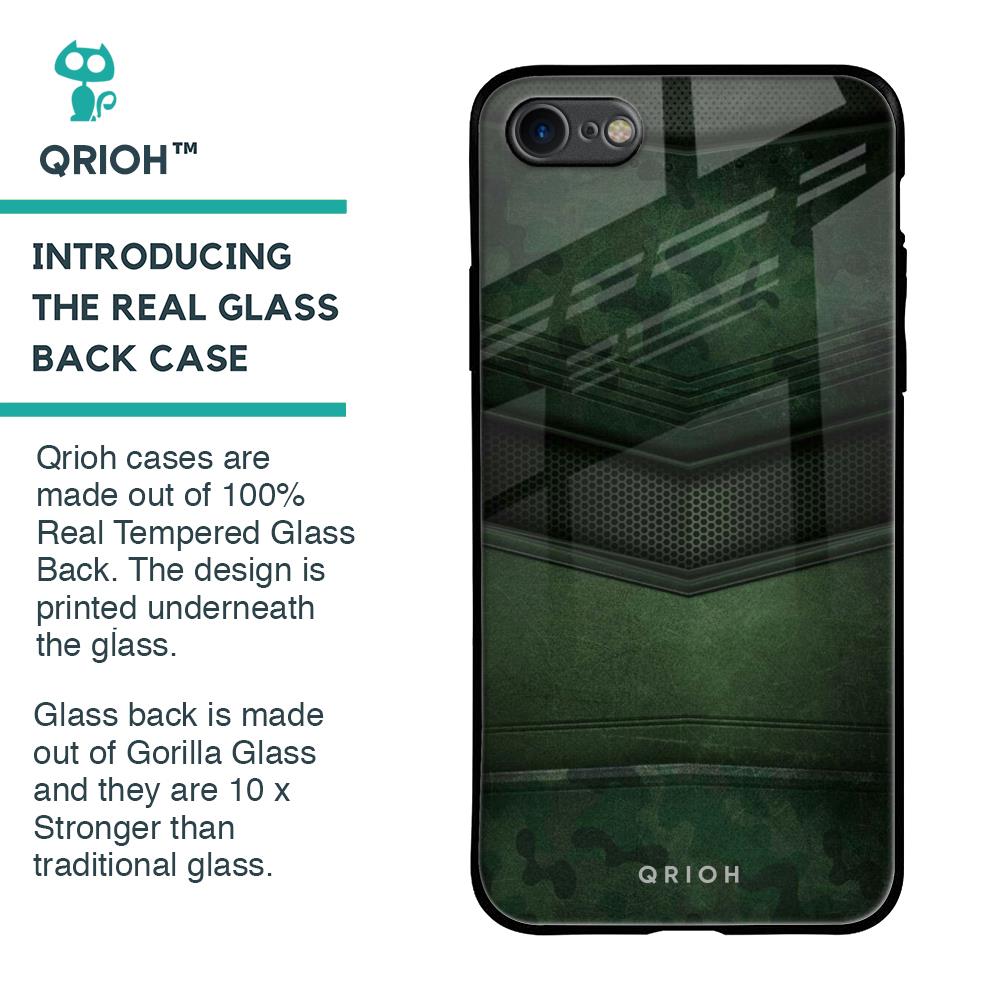 Green Leather Glass Case for iPhone 8