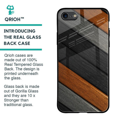 Tri Color Wood Glass Case for iPhone 8