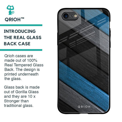 Multicolor Wooden Effect Glass Case for iPhone 8