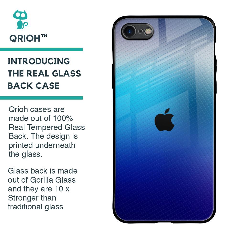 Blue Rhombus Pattern Glass Case for iPhone 8