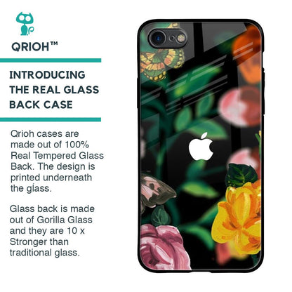 Flowers & Butterfly Glass Case for iPhone 8