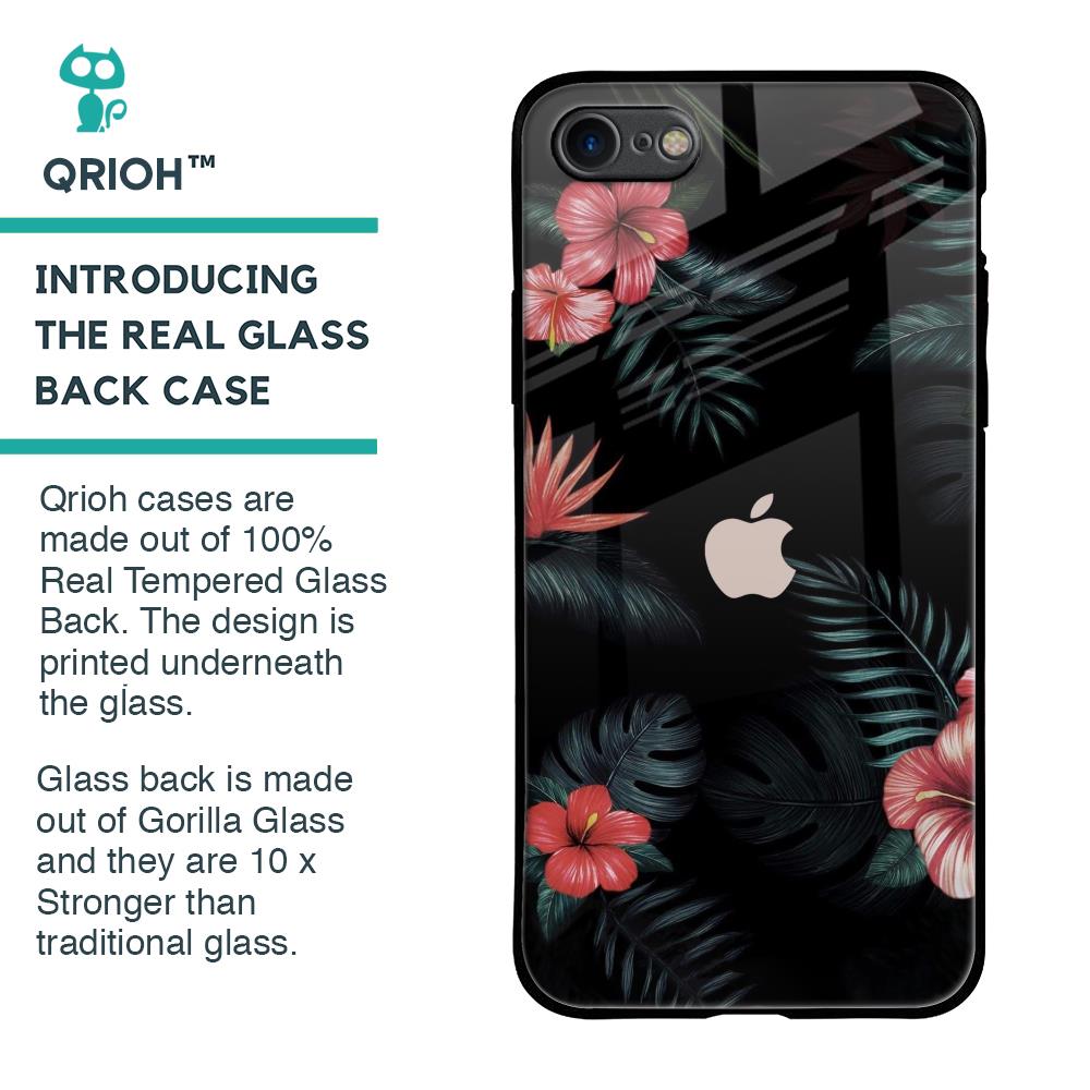 Tropical Art Flower Glass Case for iPhone 8