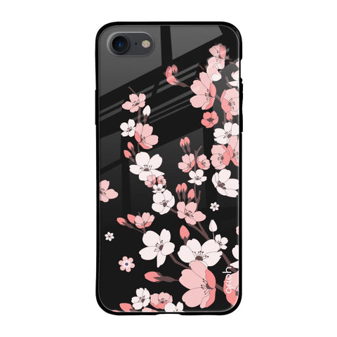Black Cherry Blossom Apple iPhone 8 Glass Cases & Covers Online