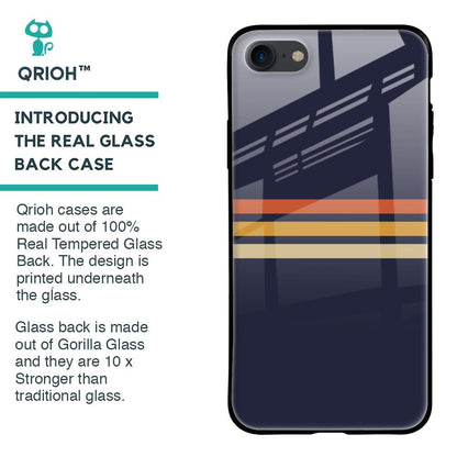 Tricolor Stripes Glass Case For iPhone 8