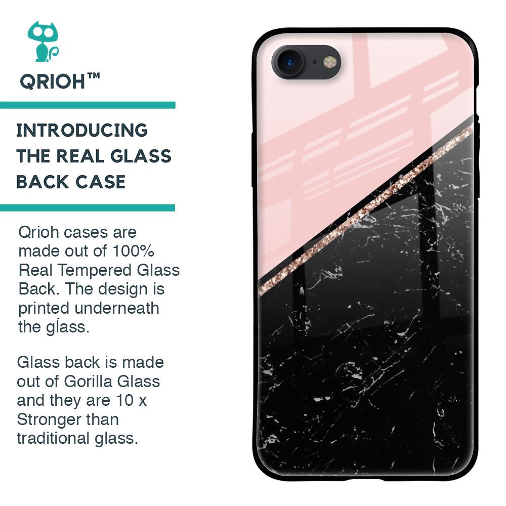 Marble Texture Pink Glass Case For iPhone 8