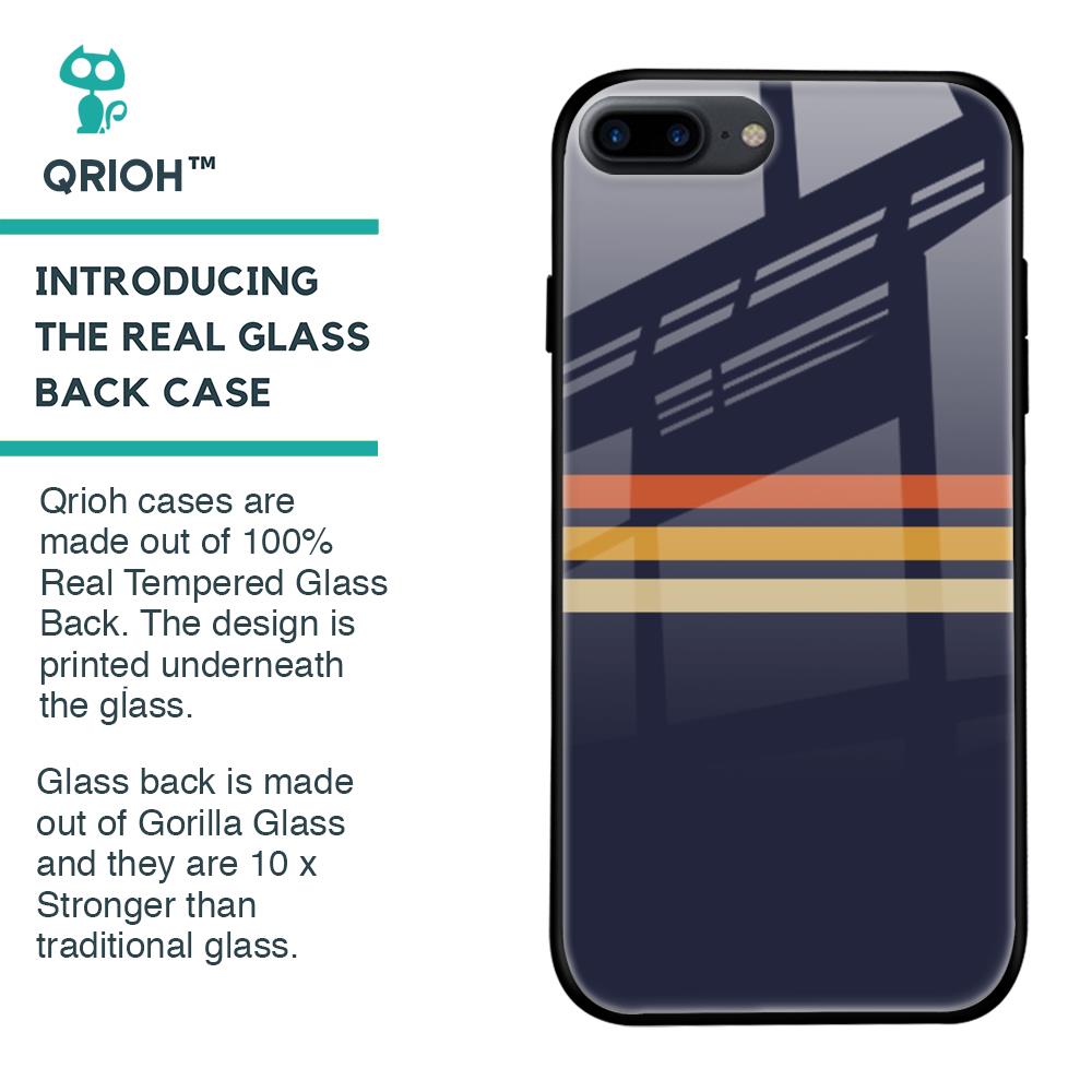 Tricolor Stripes Glass Case For iPhone 8 Plus