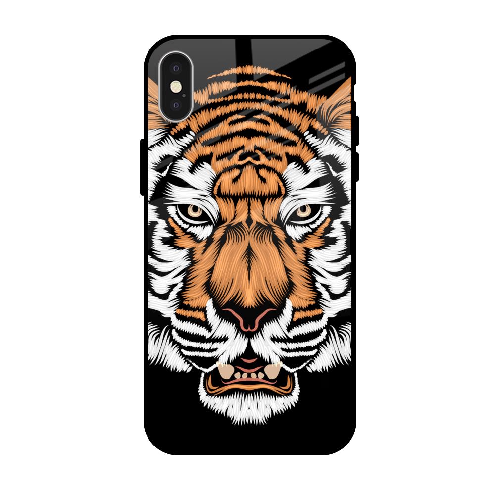 Angry Tiger iPhone X Glass Back Cover Online