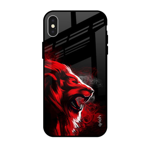 Red Angry Lion iPhone X Glass Back Cover Online