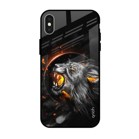 Aggressive Lion iPhone X Glass Back Cover Online