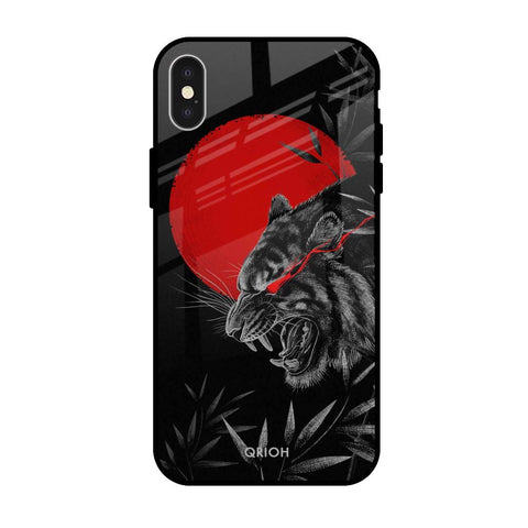 Red Moon Tiger iPhone X Glass Back Cover Online