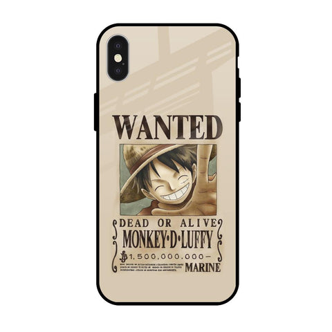 Luffy Wanted iPhone X Glass Back Cover Online