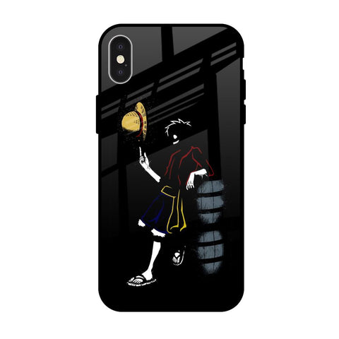 Luffy Line Art iPhone X Glass Back Cover Online