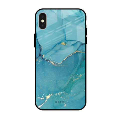 Blue Golden Glitter iPhone X Glass Back Cover Online