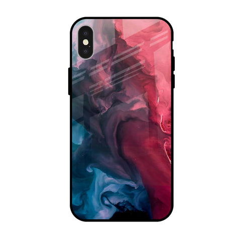 Blue & Red Smoke iPhone X Glass Back Cover Online