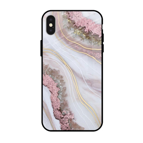 Pink & Gold Gllitter Marble iPhone X Glass Back Cover Online