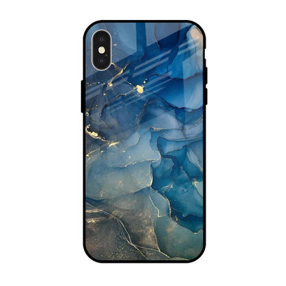 Blue Cool Marble iPhone X Glass Back Cover Online