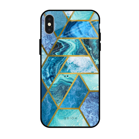 Turquoise Geometrical Marble iPhone X Glass Back Cover Online