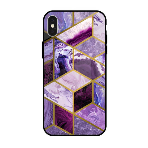 Purple Rhombus Marble iPhone X Glass Back Cover Online