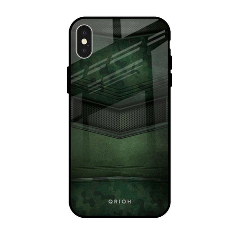 Green Leather iPhone X Glass Back Cover Online