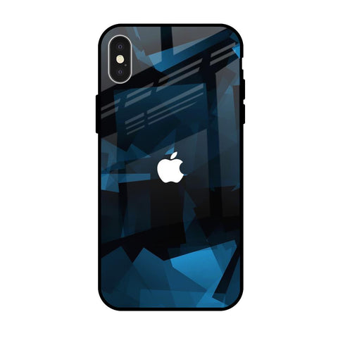Polygonal Blue Box iPhone X Glass Back Cover Online
