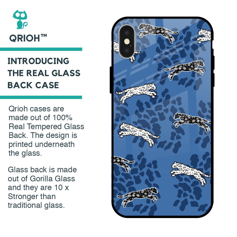 Blue Cheetah Glass Case for iPhone X